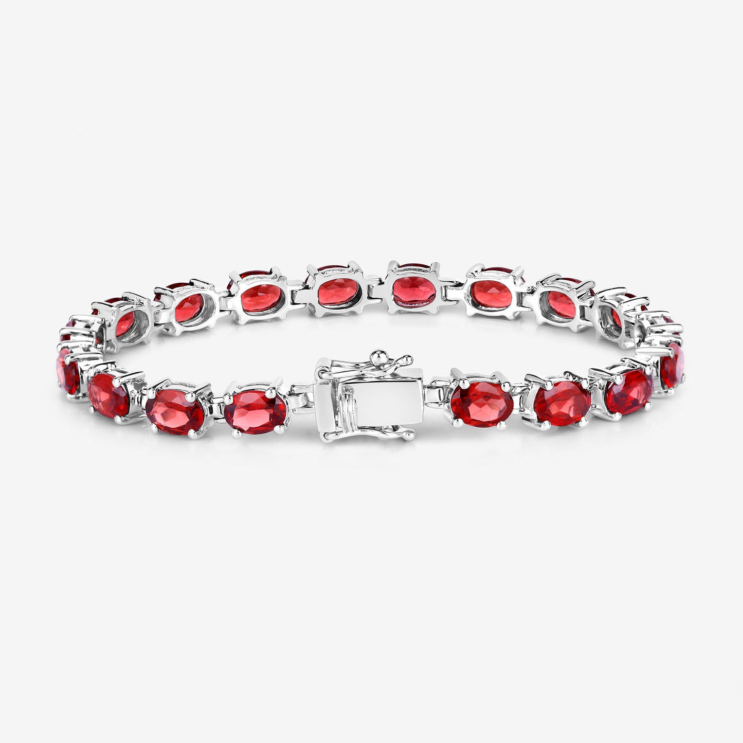 Garnet Tennis Bracelet 15.2 Carats Sterling Silver
