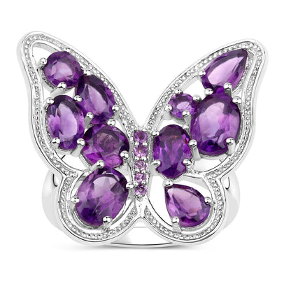 Amethyst Butterfly Ring 4.3 Carats Sterling Silver