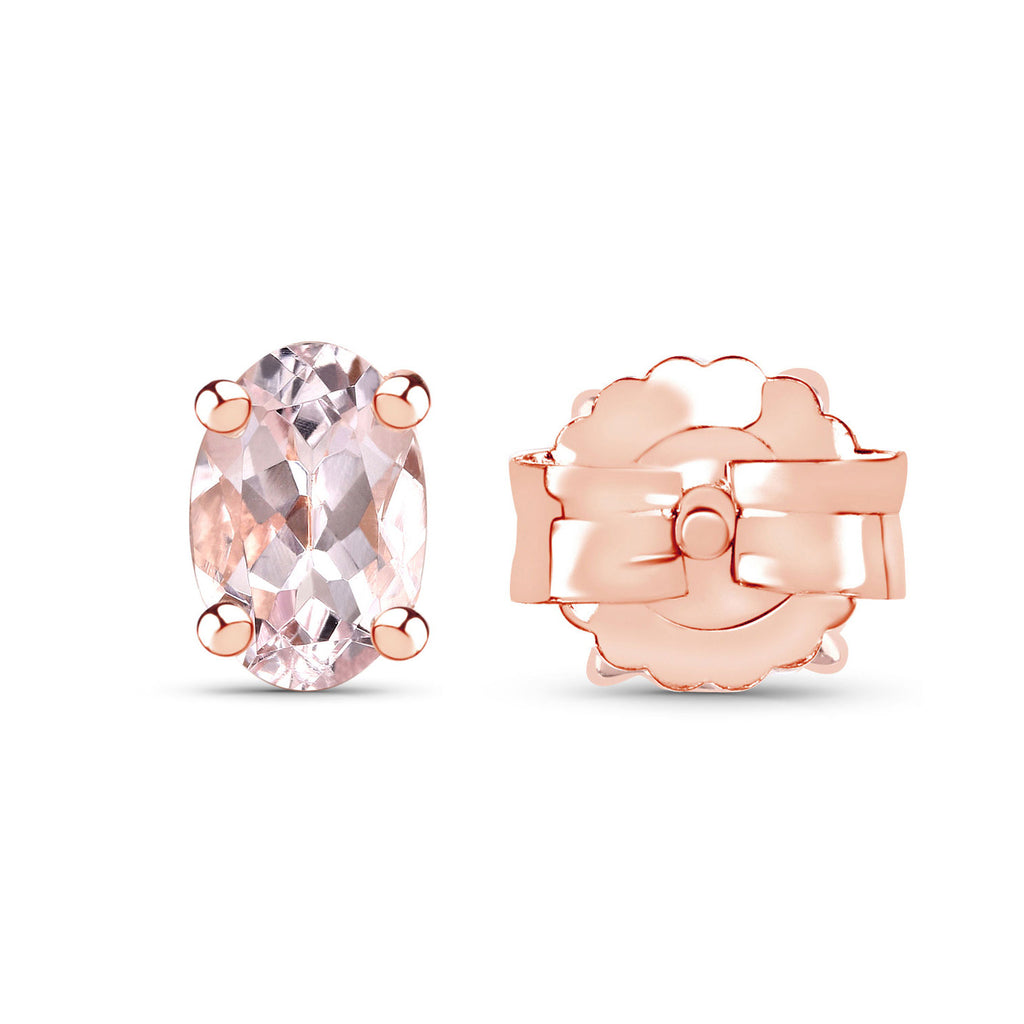 Morganite Stud Earrings 0.78 Carats Gold Plated Silver