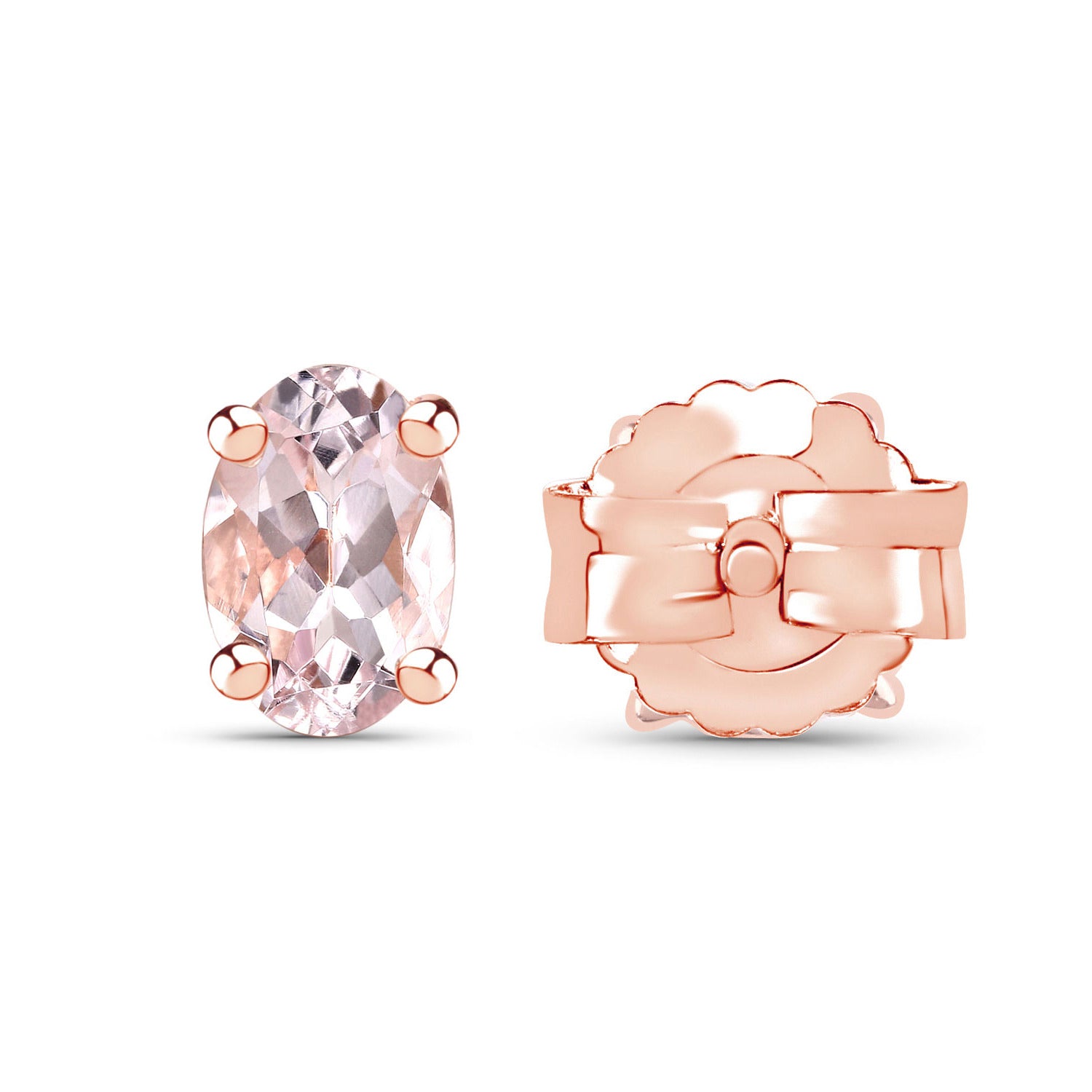 Morganite Stud Earrings 0.78 Carats Gold Plated Silver