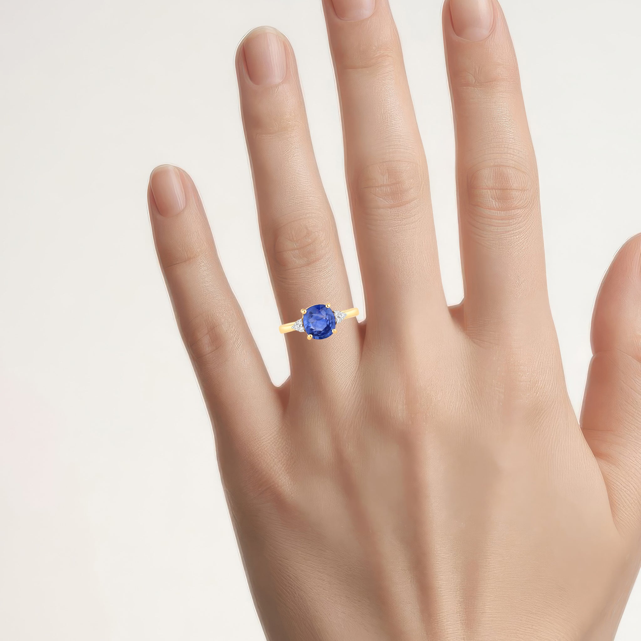 Blue Sapphire Ring With Diamonds 2.4 Carats 18K Yellow Gold