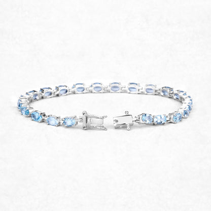 Blue Topaz Bracelet 10.7 Carats Sterling Silver