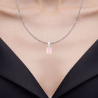 Rose Quartz Pendant With White Topaz 5.6 Carats Sterling Silver
