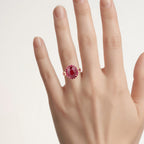 Ruby Ring 5.02 Carats Gold Plated Silver