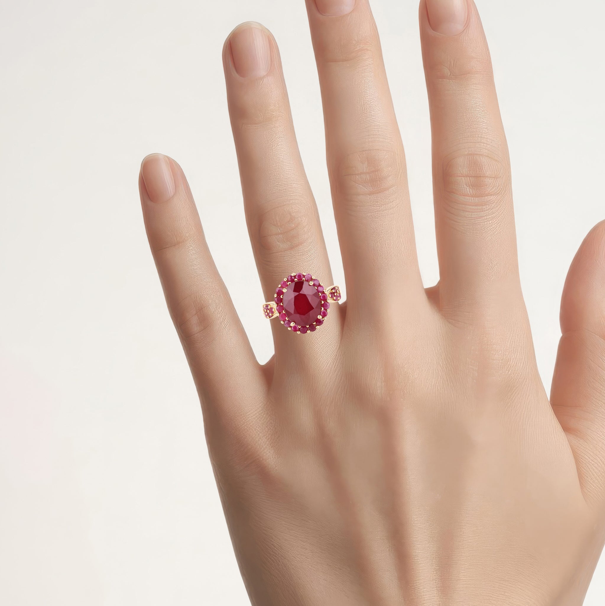 Ruby Ring 5.02 Carats Gold Plated Silver