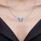 Tanzanite Butterfly Pendant With White Zircon 3.22 Carats Sterling Silver