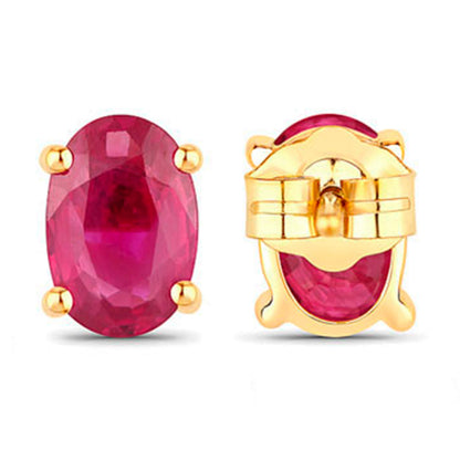 Ruby Earrings 1.02 Carats 14K Yellow Gold