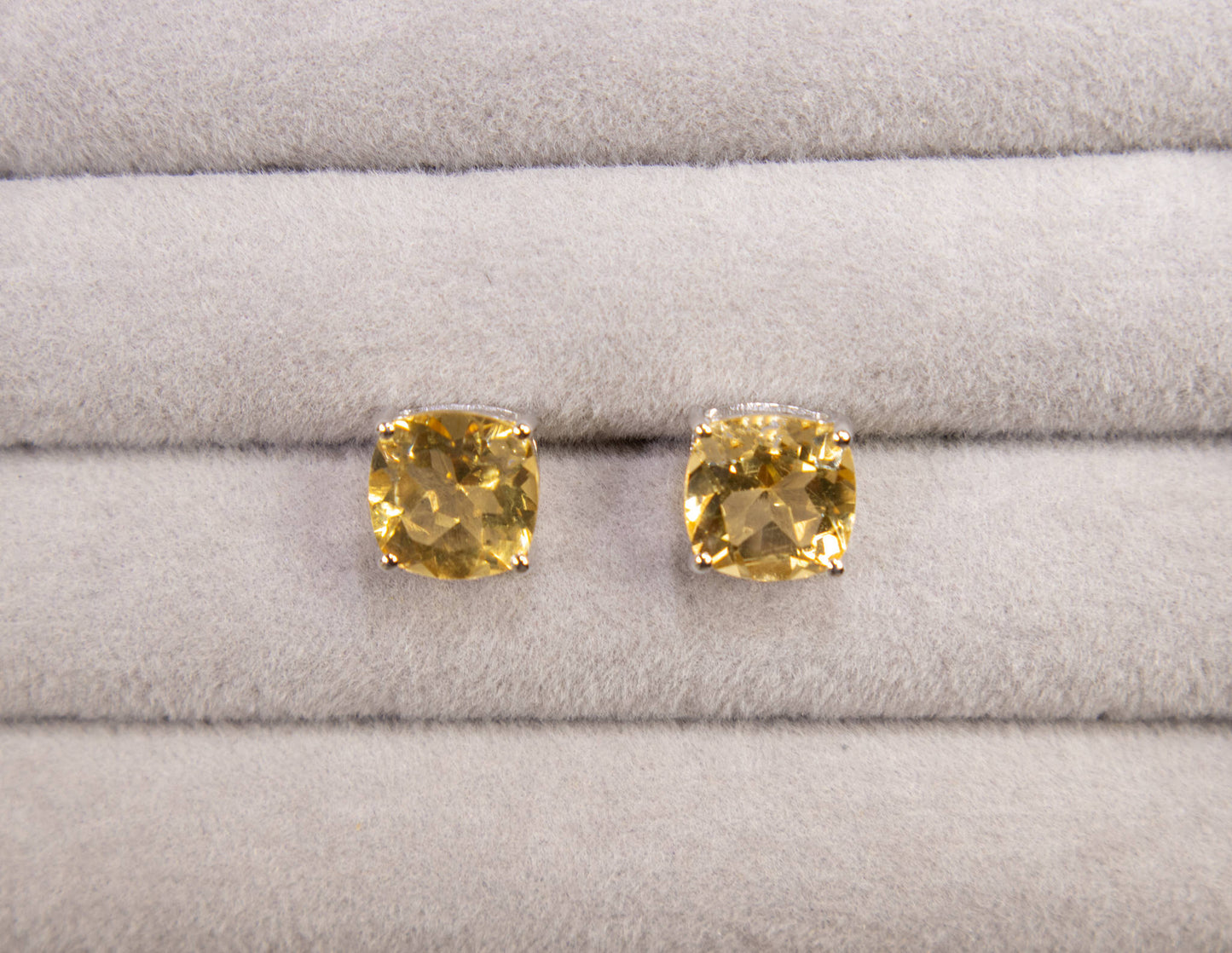 Citrine Stud Earrings 5.78 Carats Sterling Silver