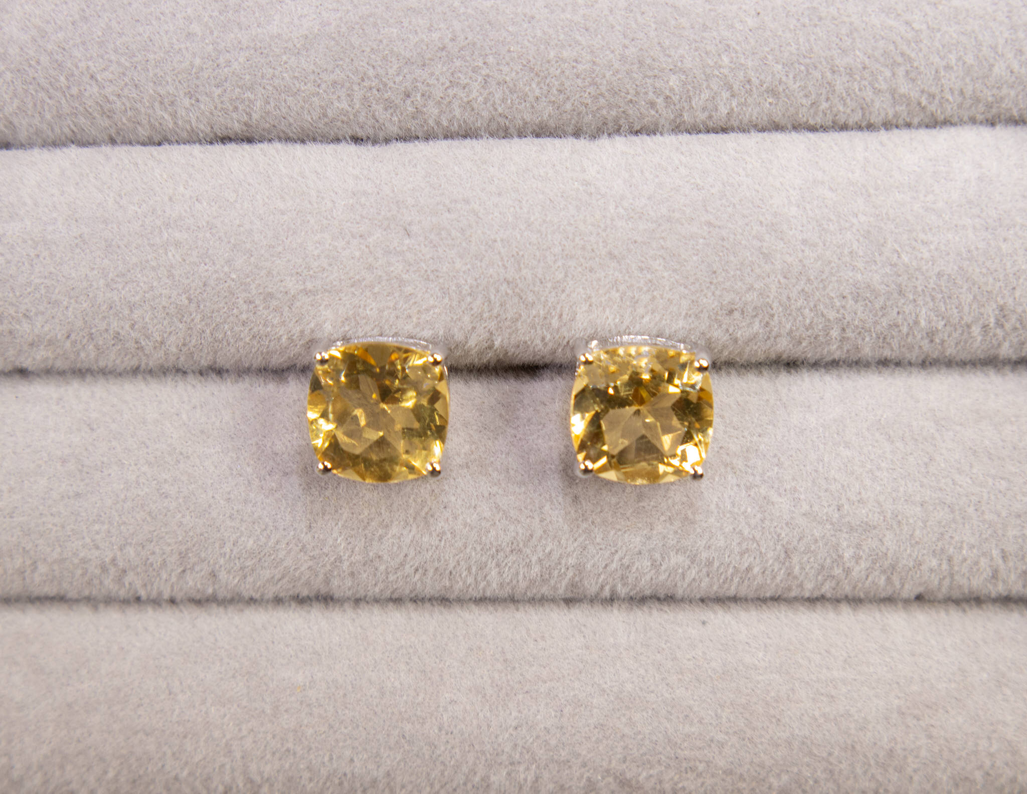 Citrine Stud Earrings 5.78 Carats Sterling Silver