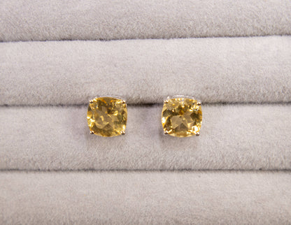 Citrine Stud Earrings 5.78 Carats Sterling Silver