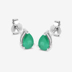 Zambian Emerald Stud Earrings 0.68 Carats 10K White Gold