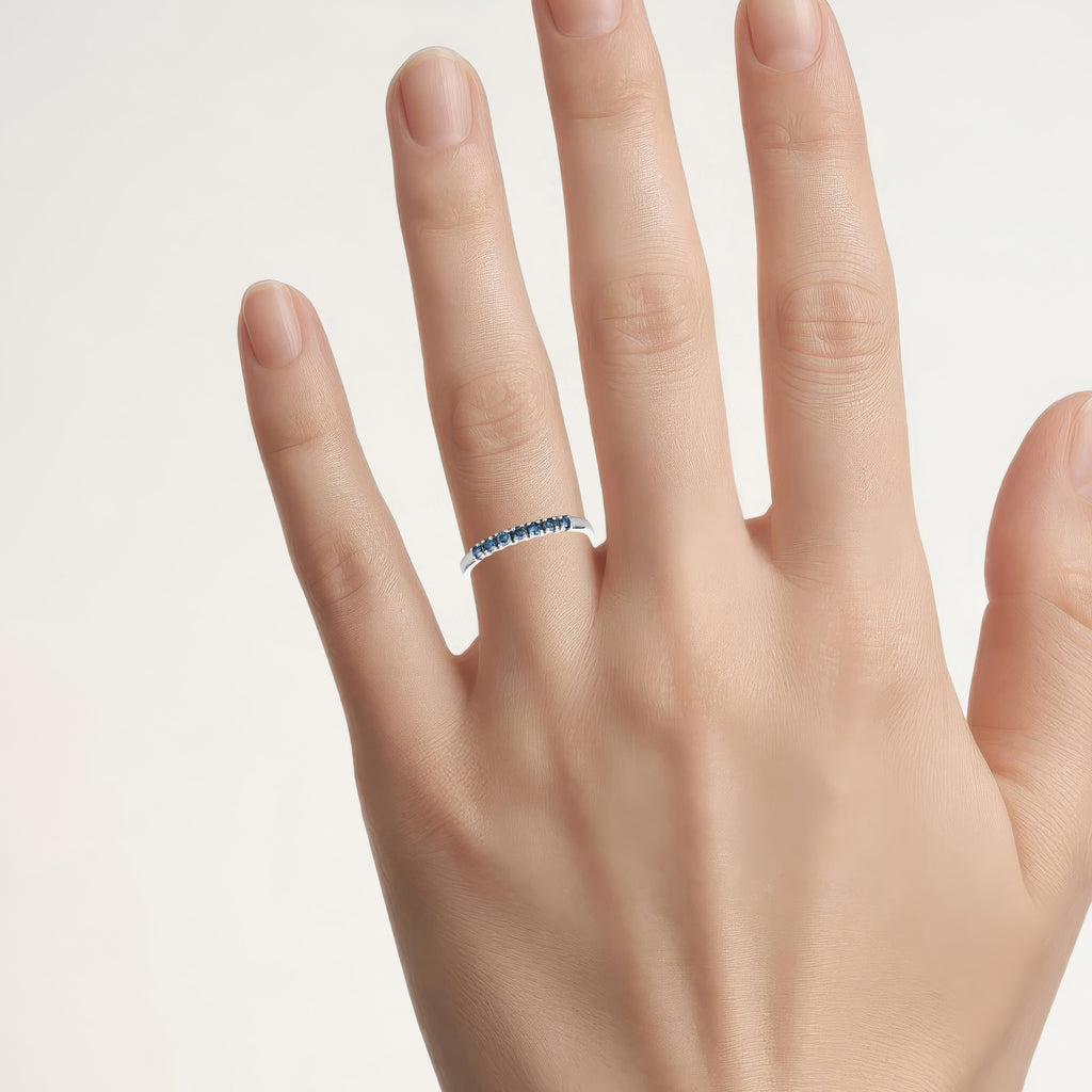 Blue Diamond Ring 0.2 Carats 14K White Gold