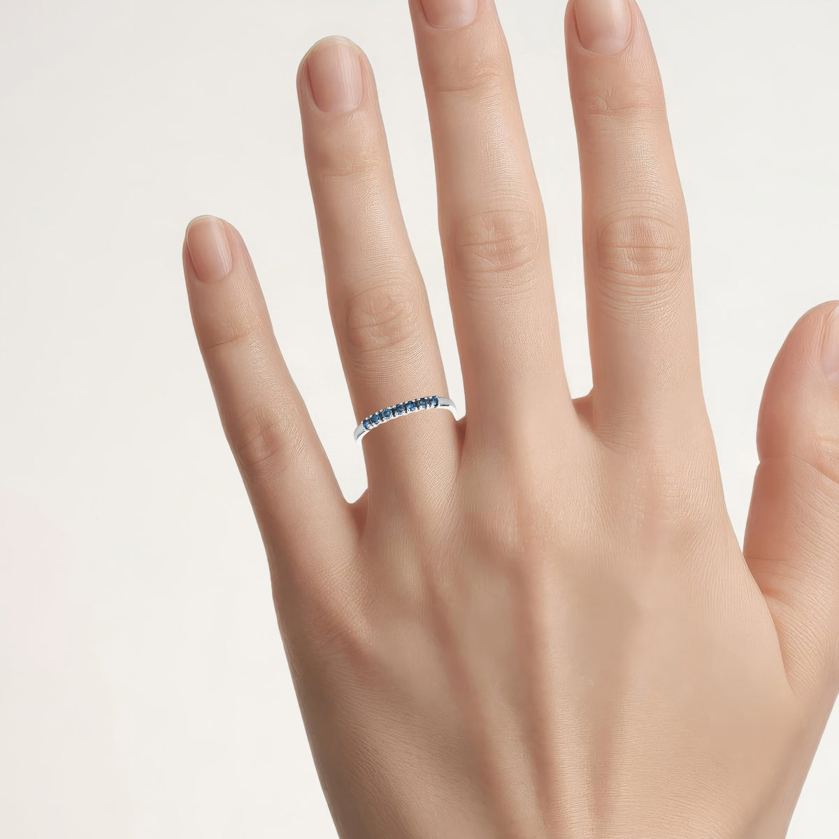 Blue Diamond Ring 0.2 Carats 14K White Gold