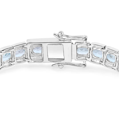 Blue Topaz Tennis Bracelet 14.7 Carats Silver
