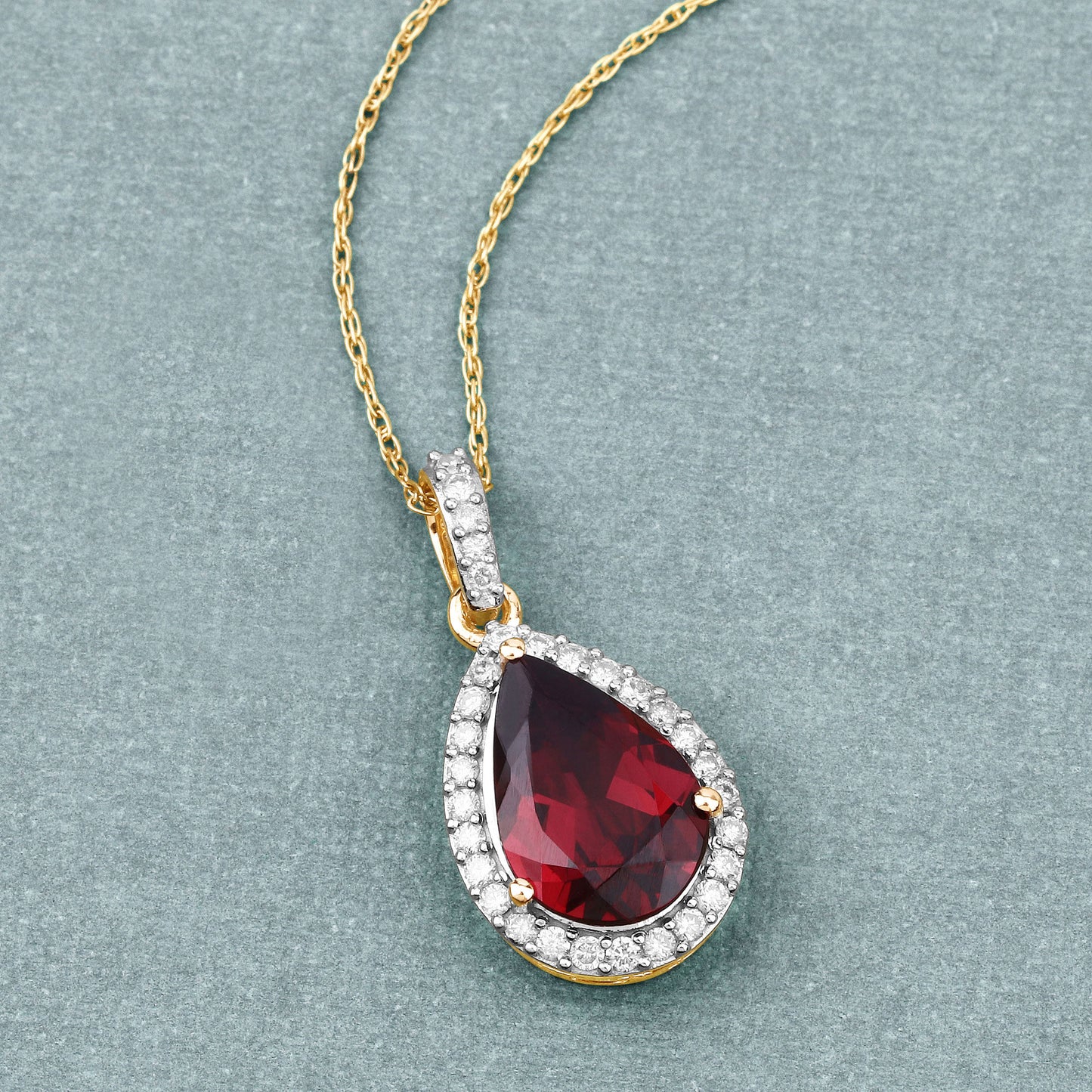 Rhodolite Garnet Pendant With Diamonds 3.26 Carats 14K Yellow Gold