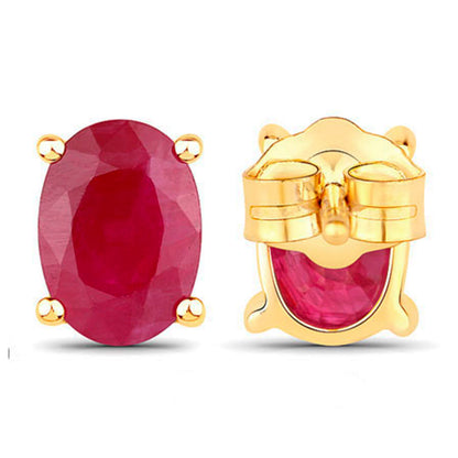 Ruby Earrings 1.68 Carats 14K Yellow Gold
