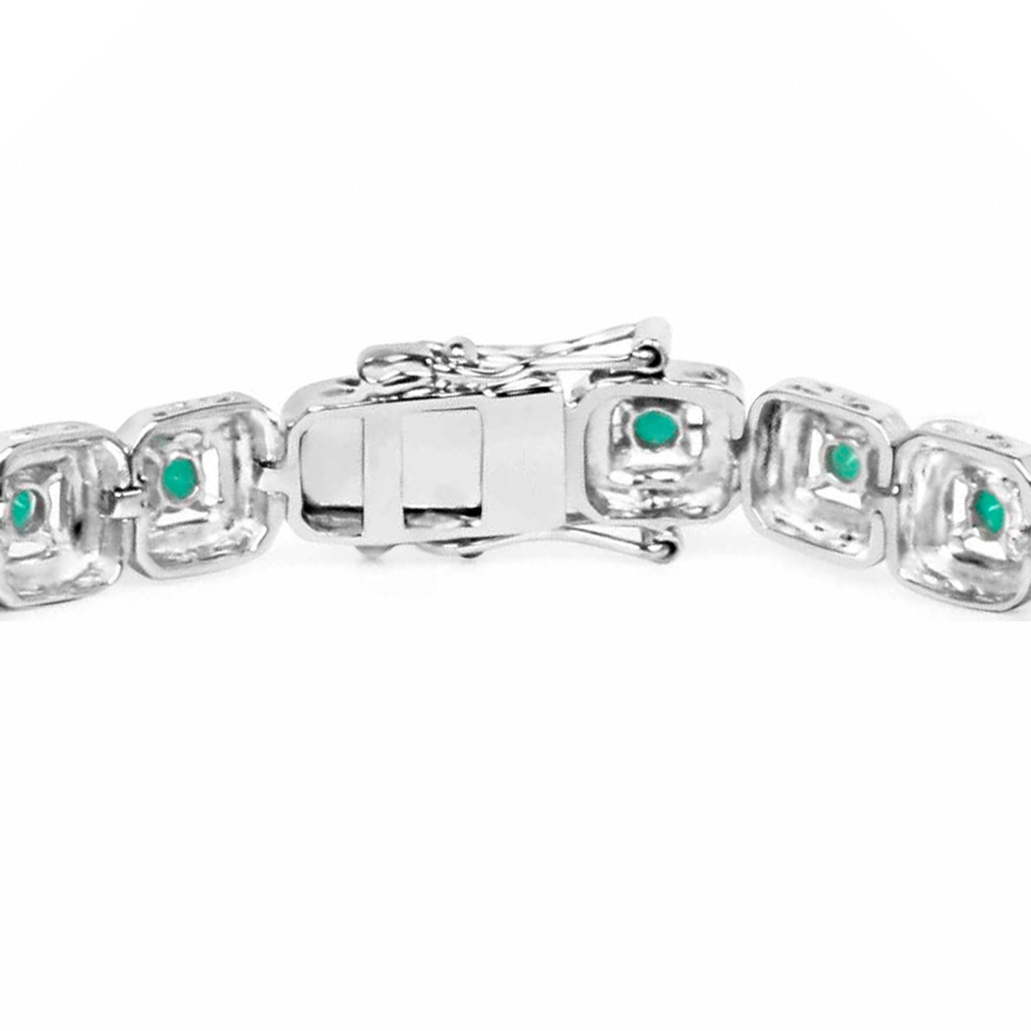 Emerald Tennis Bracelet 2.3 Carats 18K White Gold Plated Silver