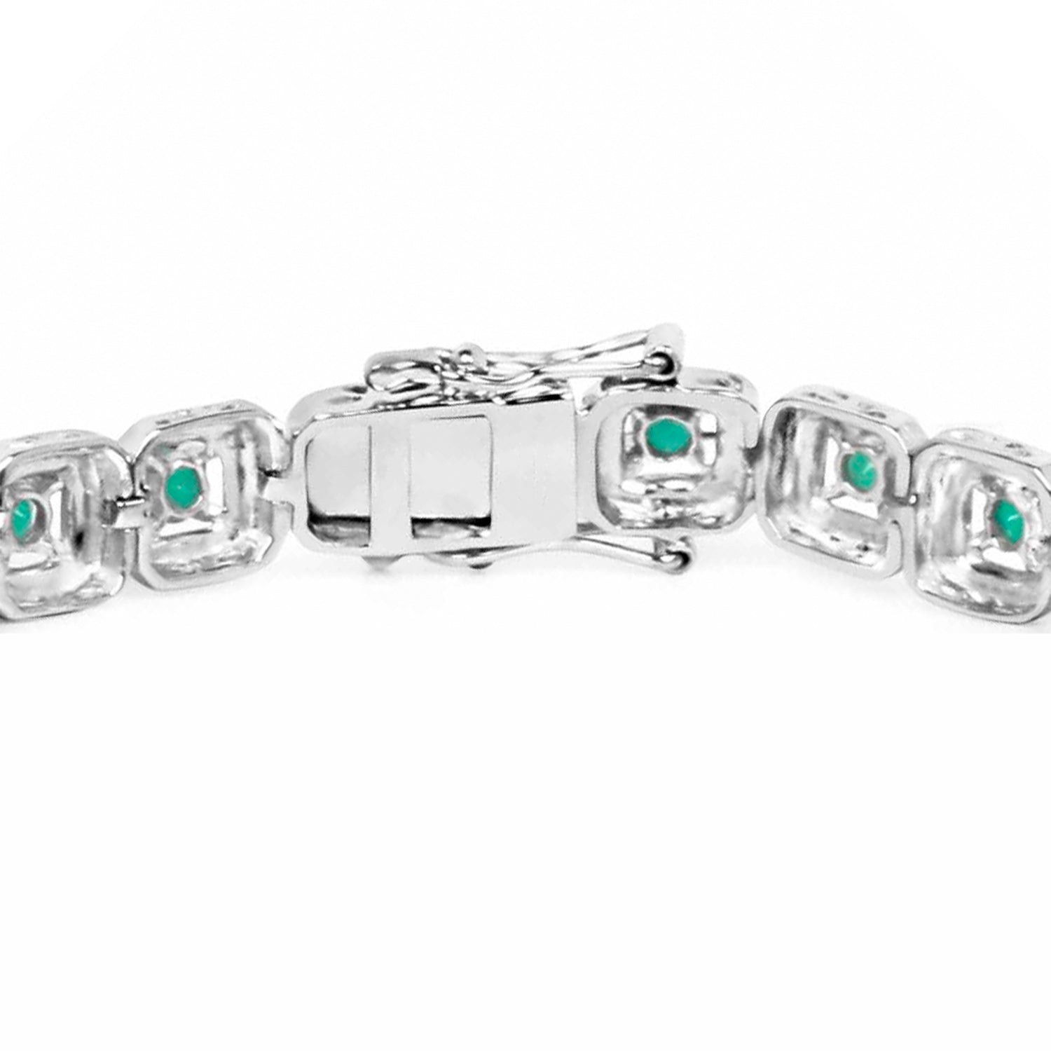 Emerald Tennis Bracelet 2.3 Carats 18K White Gold Plated Silver