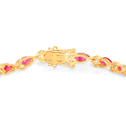 Ruby Bracelet With Diamonds 6.76 Carats 14K Yellow Gold
