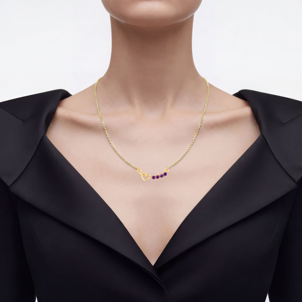 Amethyst Necklace 0.22 Carats Gold Plated Silver