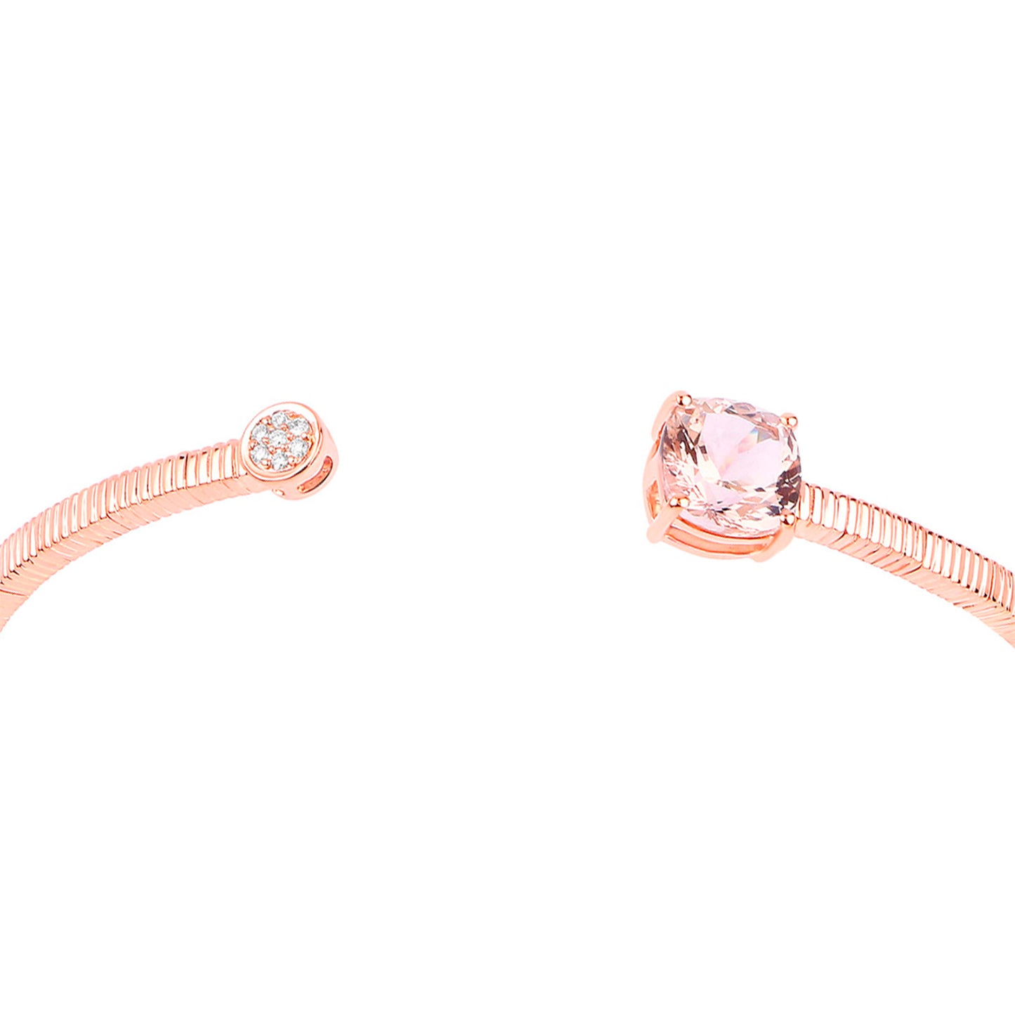 Morganite Bangle Bracelet With Diamonds 2.02 Carats 14K Rose Gold