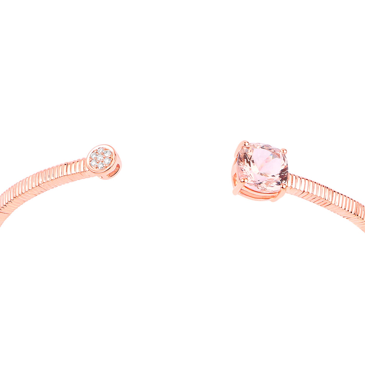 Morganite Bangle Bracelet With Diamonds 2.02 Carats 14K Rose Gold