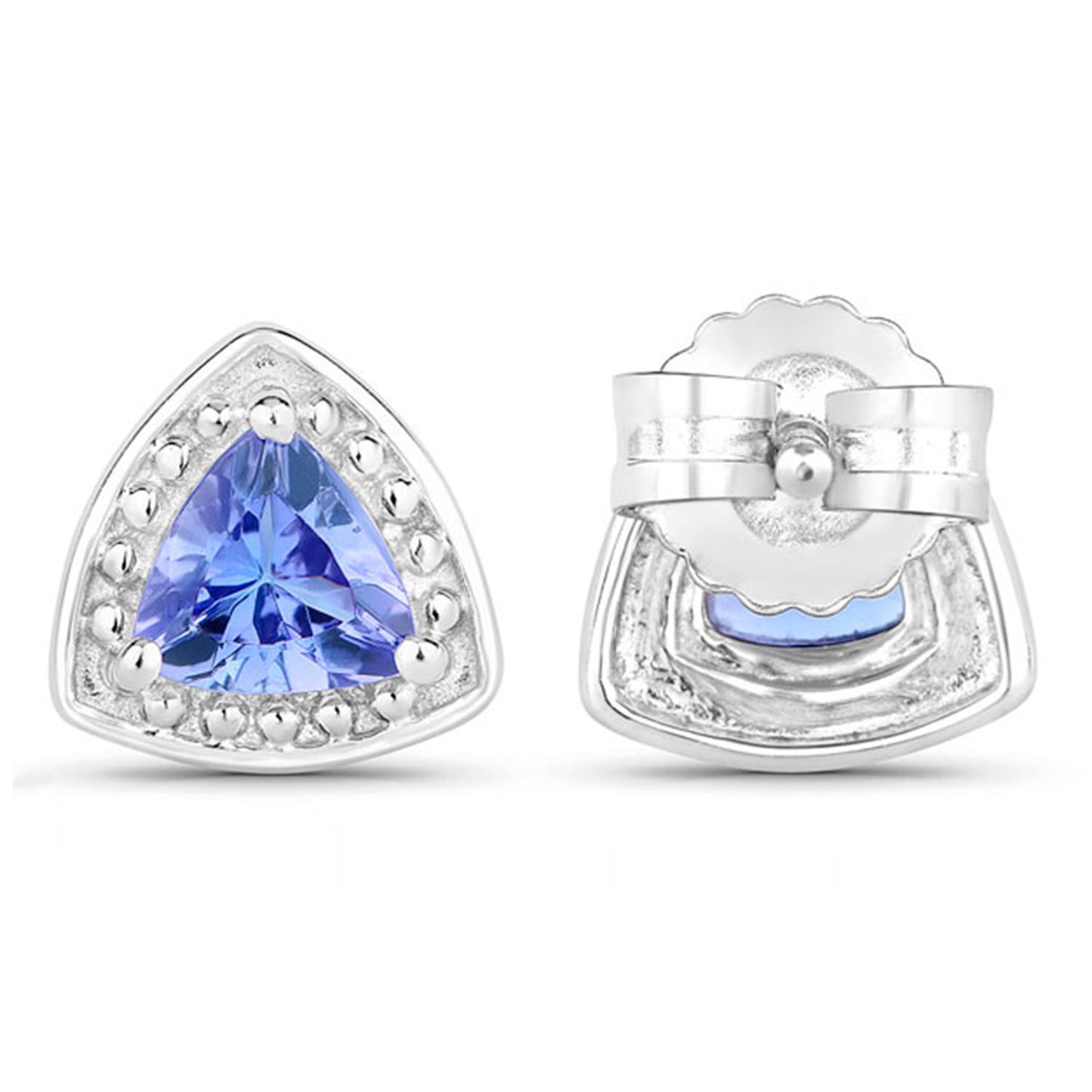 Natural Tanzanite Stud Earrings 0.92 Carats Sterling Silver