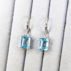 Blue Topaz Earrings With White Topaz 7.88 Carats Sterling Silver