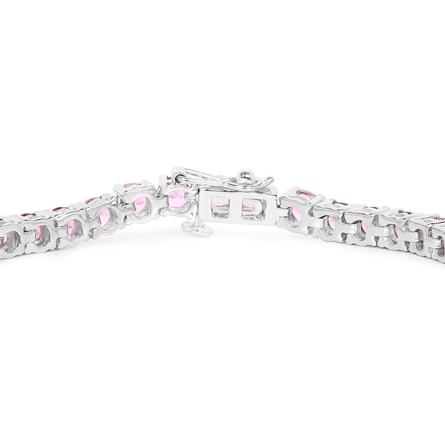 Pink Topaz Tennis Bracelet 11.9 Carats Rhodium Plated Sterling Silver