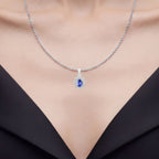 Tanzanite Pendant With Diamonds 1.38 Carats 14K White Gold