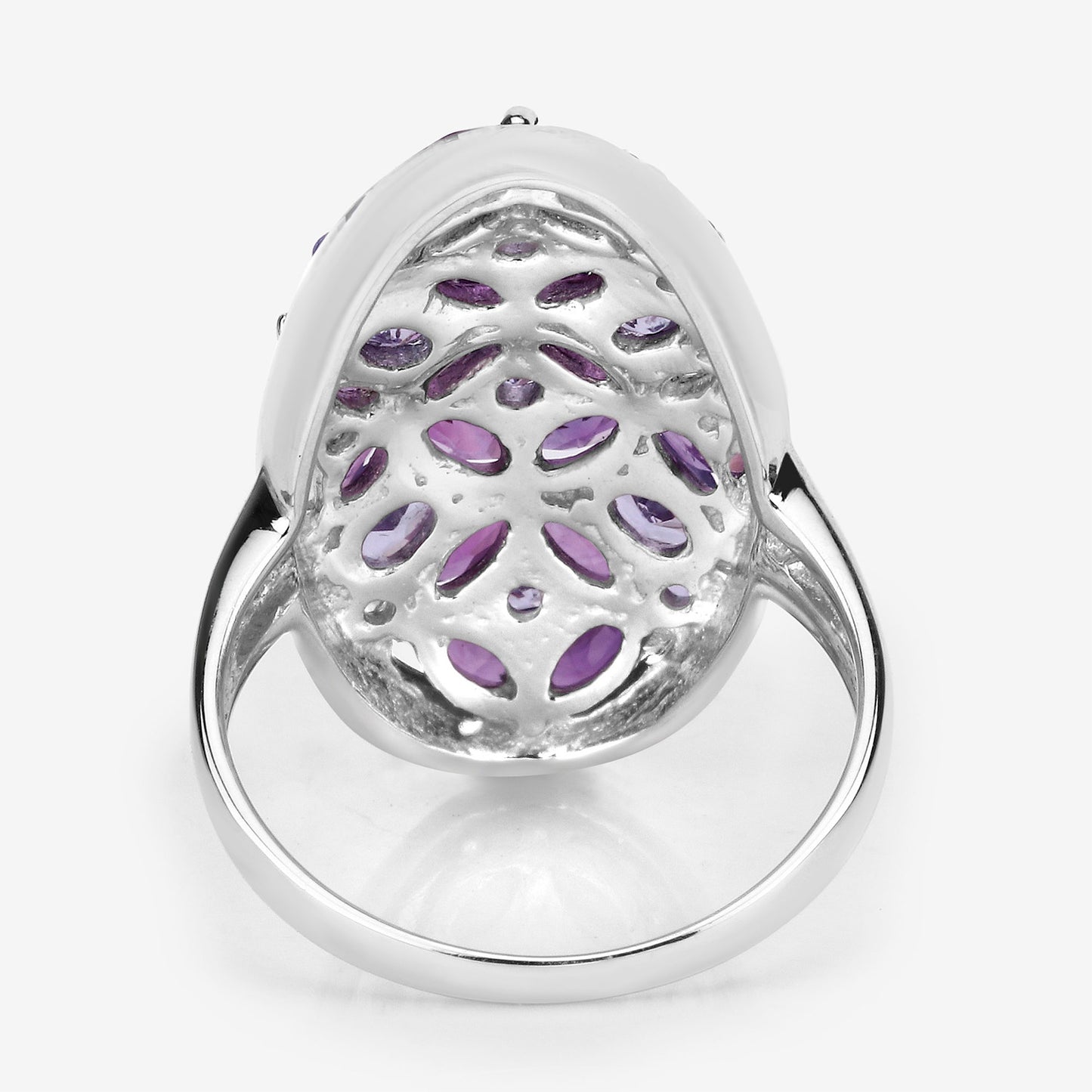 Amethyst Cluster Ring Tanzanites Topazes 3.1 Carats Sterling Silver