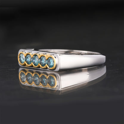 Blue Diamond Ring 0.5 Carats 9K Yellow & White Gold