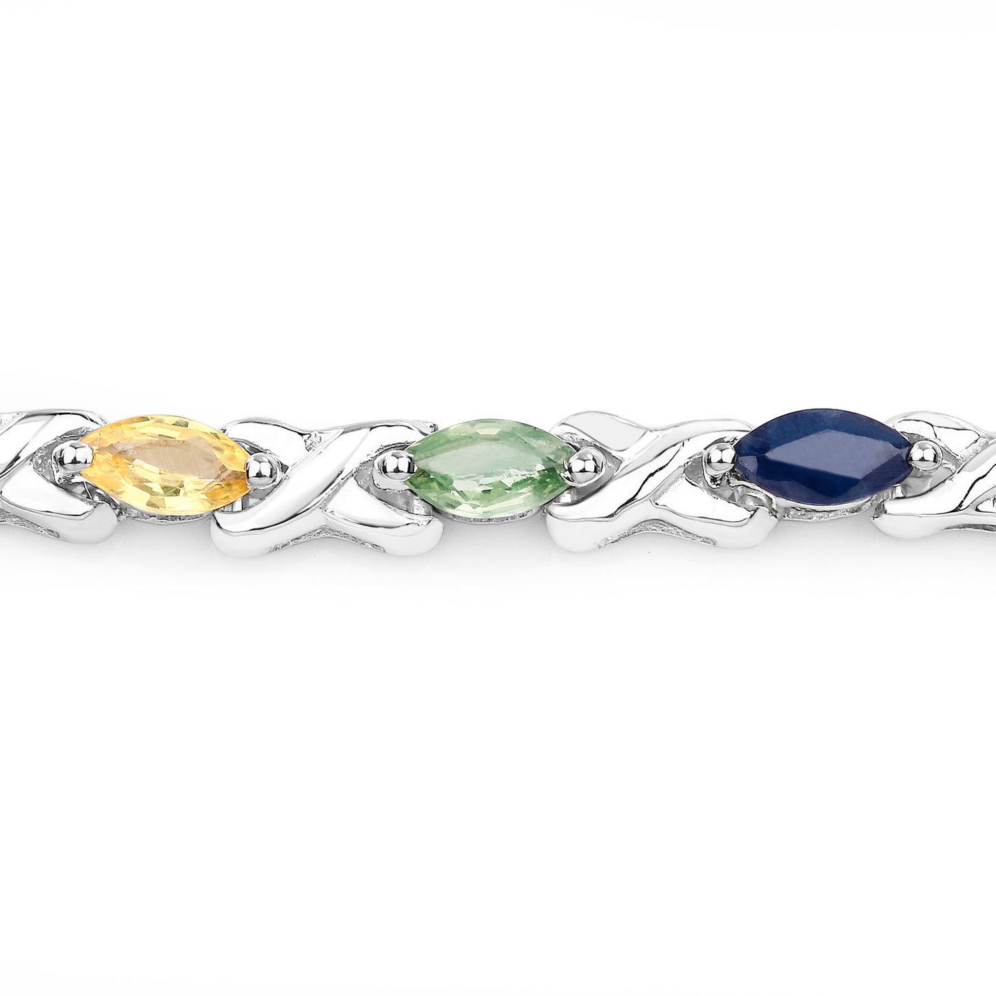 Multicolored Sapphire Tennis Bracelet 3.1 Carats Silver