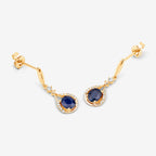 Natural Sapphire Earrings With Diamonds 0.82 Carats 14K Yellow Gold