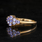 Natural Tanzanite Cluster Ring 0.9 Carats 9K Yellow Gold