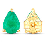 Zambian Emerald Stud Earrings 1.2 Carats 14K Yellow Gold