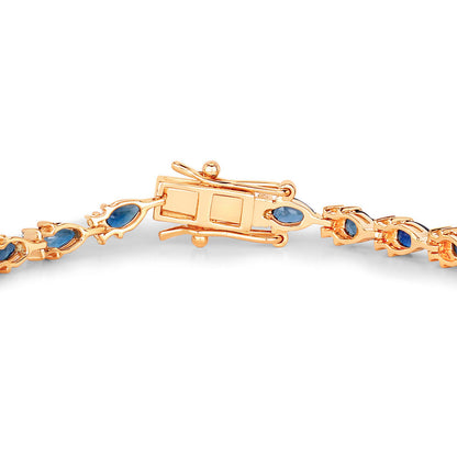 Natural Blue Sapphire Bracelet With Diamonds 5.36 Carats 14K Yellow Gold