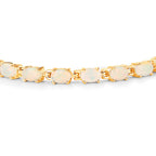 Ethiopian Opal Tennis Bracelet 5.26 Carats Gold Plated Silver