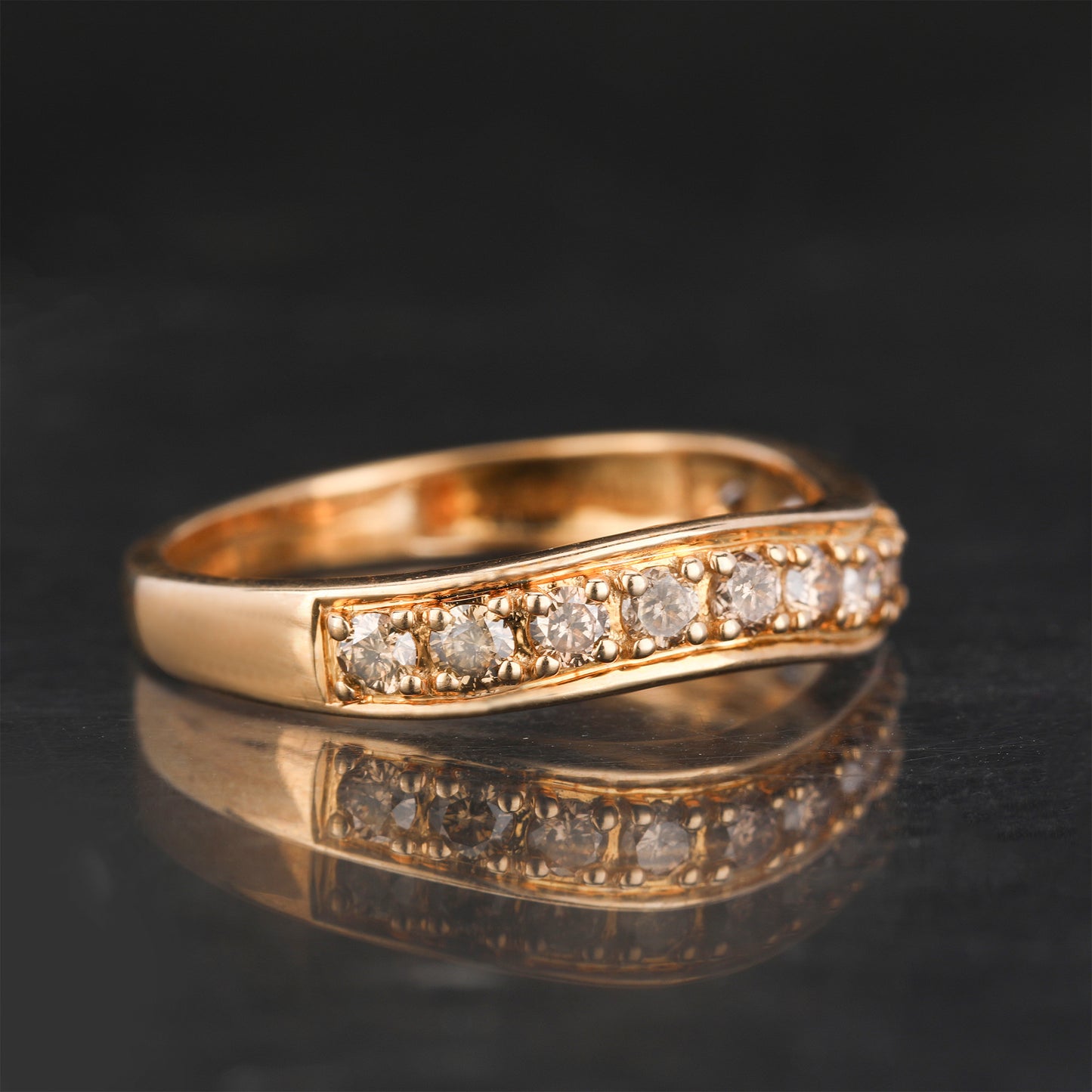 Champagne Diamond Ring 0.53 Carats 9K Yellow Gold