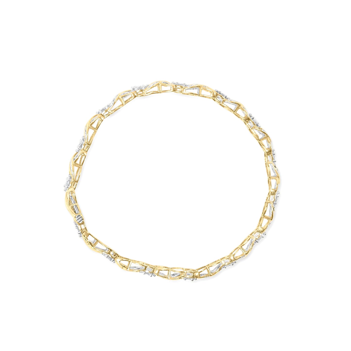 XOXO Diamond Link Bracelet Round and Baguette Cut 3 Carats 10K Yellow Gold