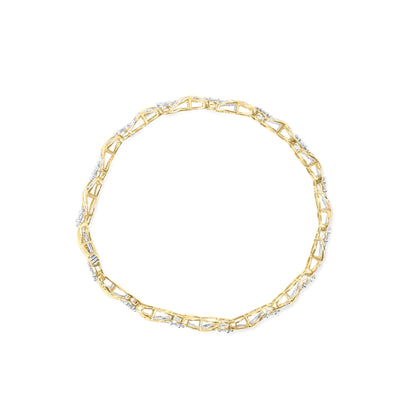 XOXO Diamond Link Bracelet Round and Baguette Cut 3 Carats 10K Yellow Gold