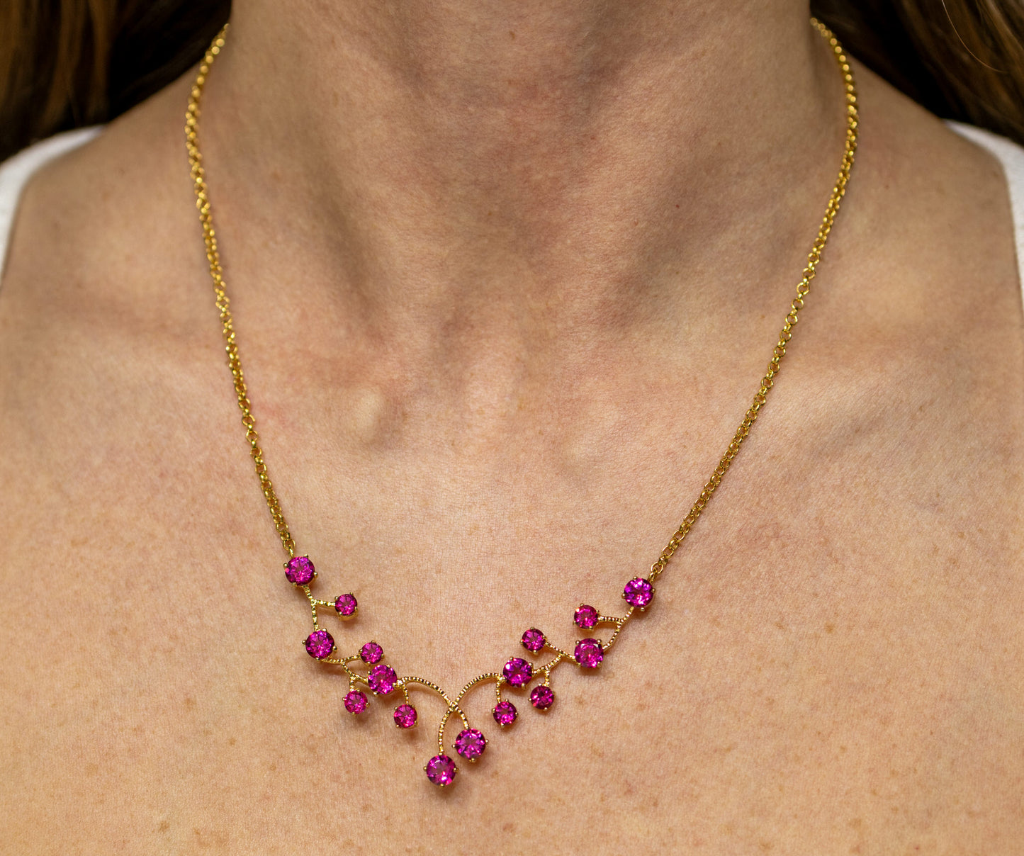 Pink Topaz Necklace 7.9 Carats 18K Yellow Gold Plated Sterling Silver