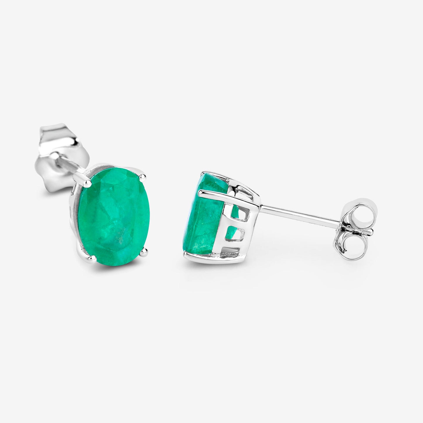 Zambian Emerald Earrings 2.38 Carats 10K White Gold