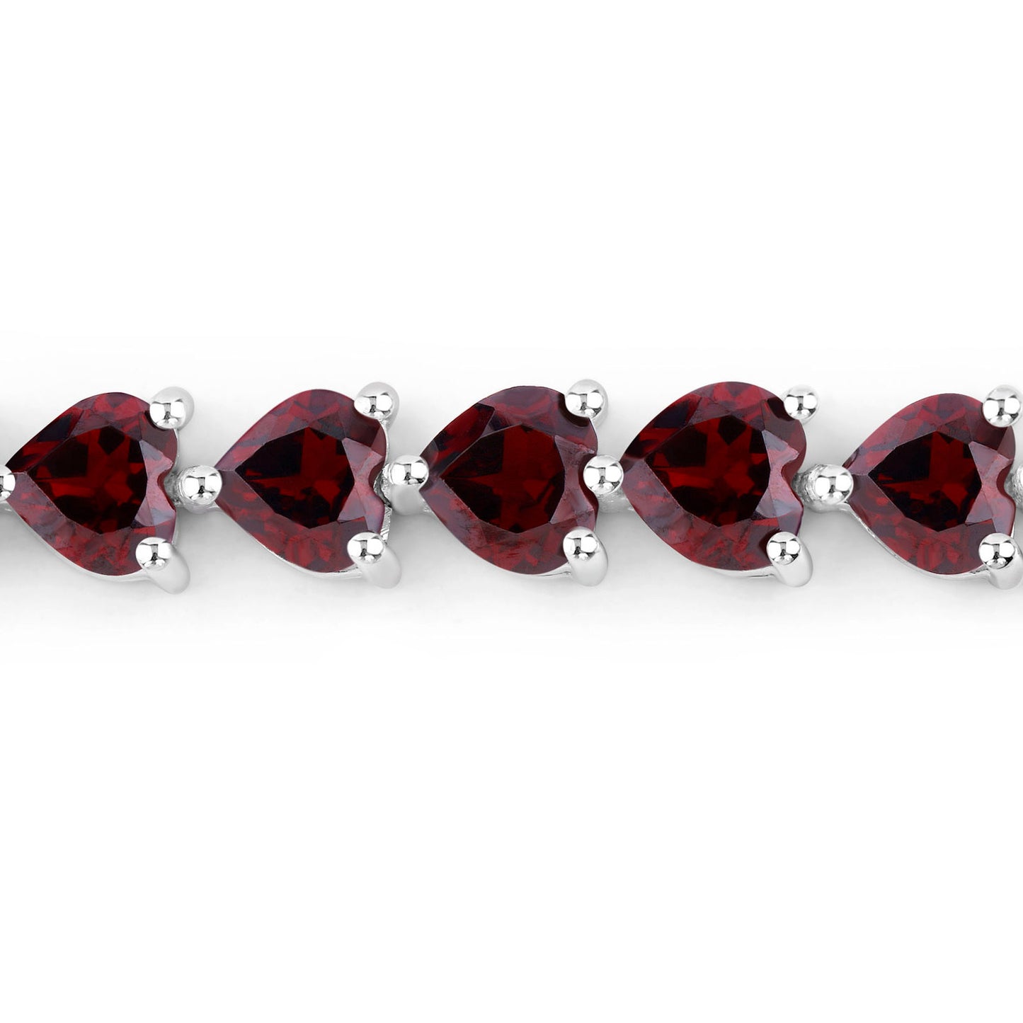 Garnet Heart Bracelet 15.4 Carats Sterling Silver