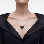Blue Diamond Heart Pendant 1.22 Carats Sterling Silver