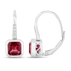 Rubellite Earrings With Diamonds 2.53 Carats 14K White Gold