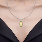 Citrine Pendant Rhodolite Garnet and Chrome Diopside 6.12 Carats Sterling Silver