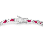 Ruby Bracelet With Diamonds 8.86 Carats 14K White Gold