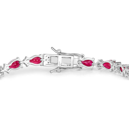 Ruby Bracelet With Diamonds 8.86 Carats 14K White Gold