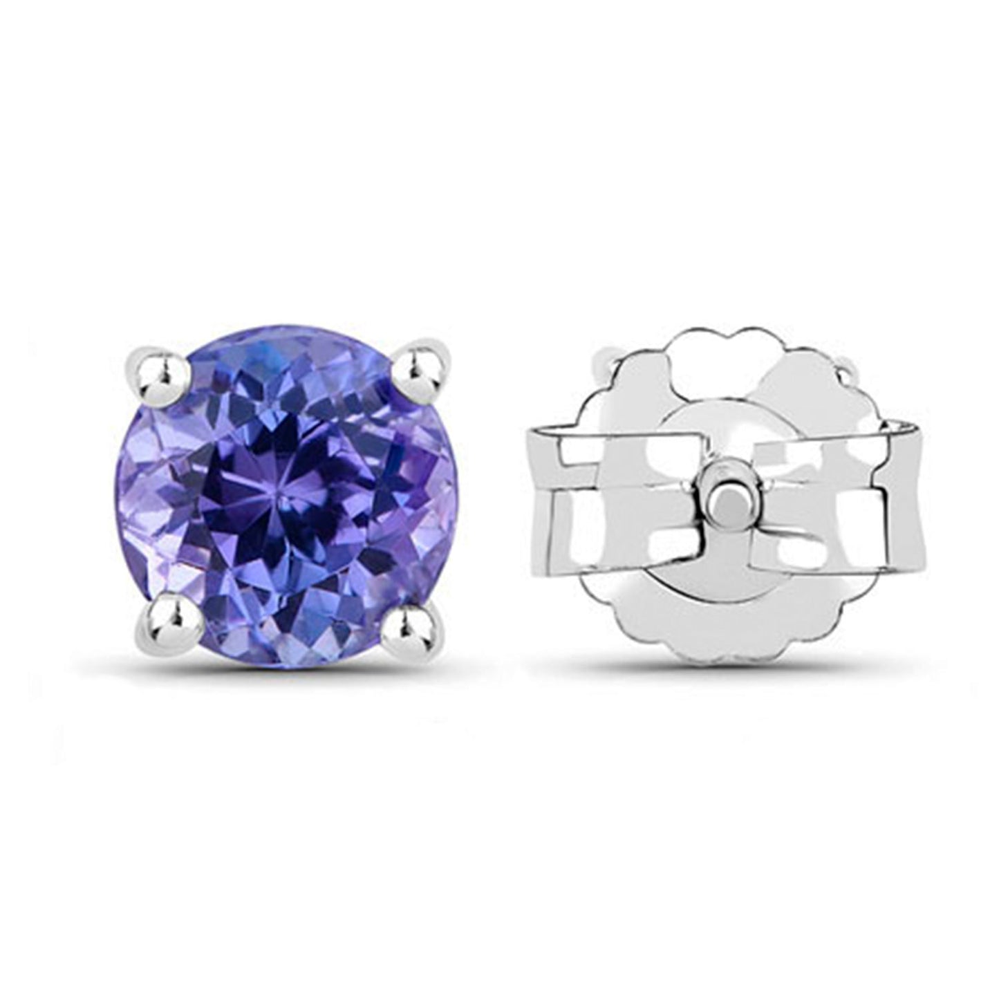 Natural Tanzanite Stud Earrings 0.92 Carats Sterling Silver